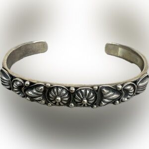 Navajo B White Sterling Silver Cuff Bracelet